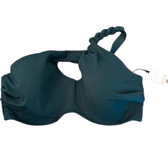 Twisted One Shoulder Keyhole Bikini Top - Shade & Shore Teal Green 34DD - Picture 6 of 9